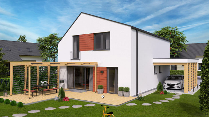 Проект мансардного дома с террасой и навесом S69 - фото №2