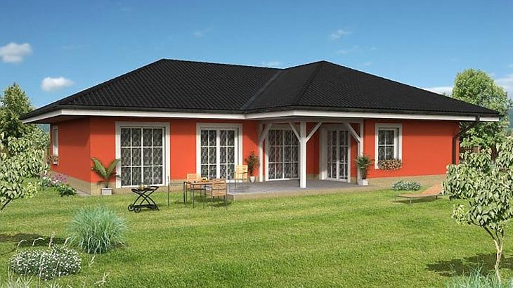 Проект одноэтажного дома с террасой и гаражом P15 - фото №2