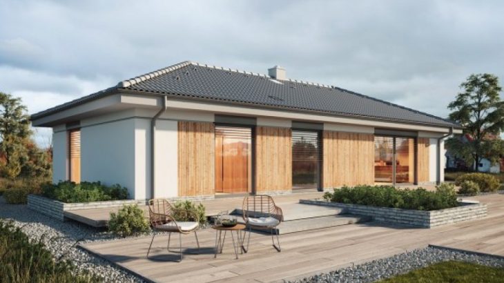 Проект одноэтажного дома с навесом P18 - фото №2