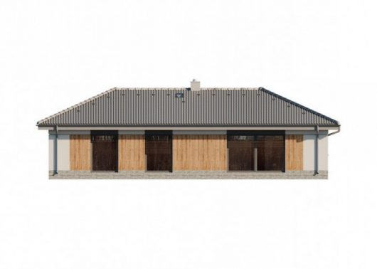 Фасад одноэтажного дома с навесом P18 - вид сзади