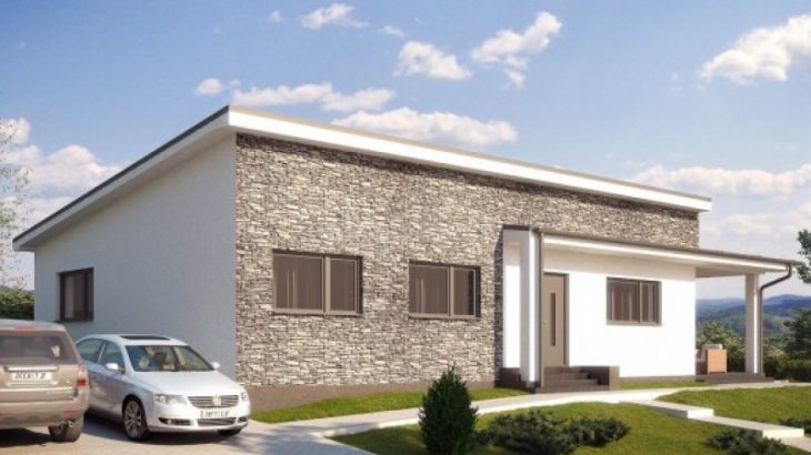 Проект одноэтажного дома с террасой P24 - фото №1