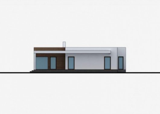 Фасад одноэтажного дома с террасой и гаражом P36 - вид сзади