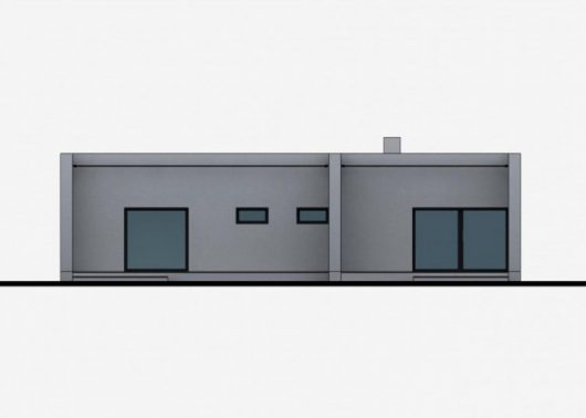 Фасад одноэтажного дома с террасой P45 - вид сзади