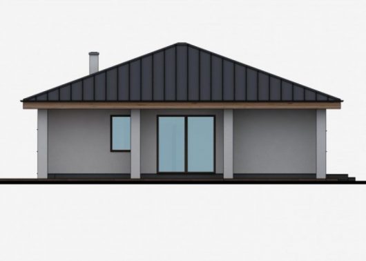 Фасад одноэтажного дома с террасой P50 - вид сзади