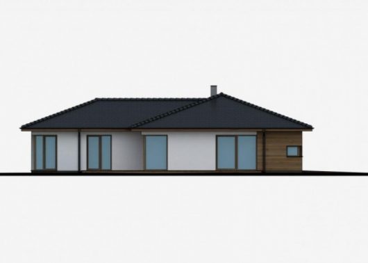 Фасад одноэтажного дома с гаражом P52 - вид слева