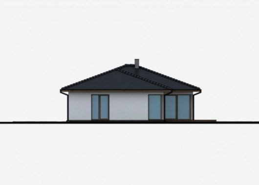 Фасад одноэтажного дома с гаражом P52 - вид сзади