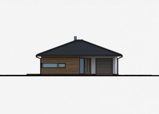 Фасад одноэтажного дома с гаражом P52 - вид спереди