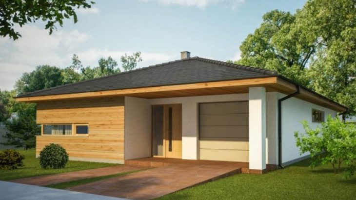 Проект одноэтажного дома с гаражом P52 - фото №1