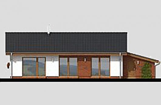 Фасад одноэтажного дома с террасой и навесом P08 - вид сзади