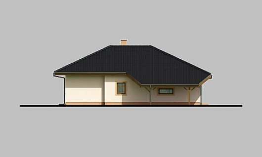 Фасад одноэтажного дома с террасой и навесом P09 - вид справа