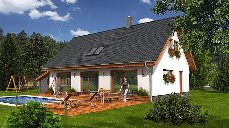 Проект мансардного дома с террасой и навесом S18 - фото №2
