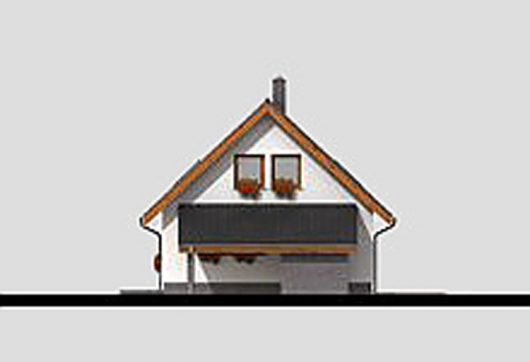 Фасад мансардного дома с террасой и навесом S18 - вид слева