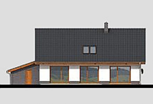 Фасад мансардного дома с террасой и навесом S18 - вид сзади