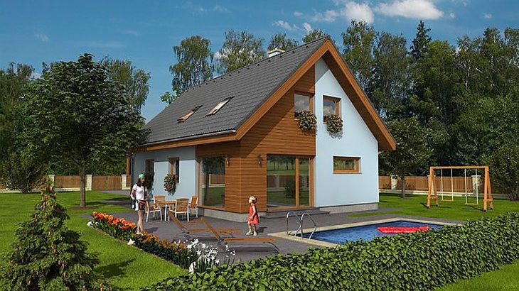 Проект мансардного дома с террасой и гаражом S22 - фото №2