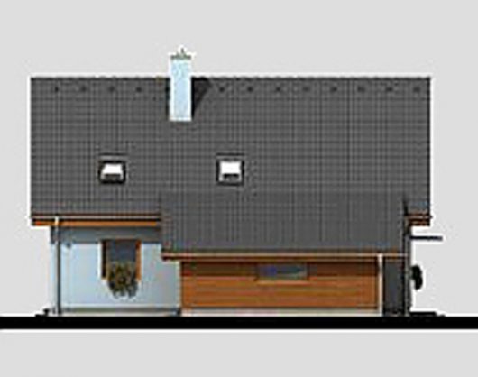Фасад мансардного дома с террасой и гаражом S22 - вид справа