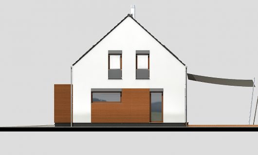 Фасад мансардного дома с террасой и гаражом S24 - вид слева