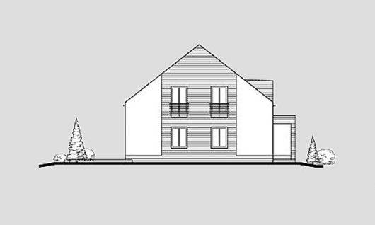 Фасад мансардного дома с террасой и гаражом S26 - вид слева