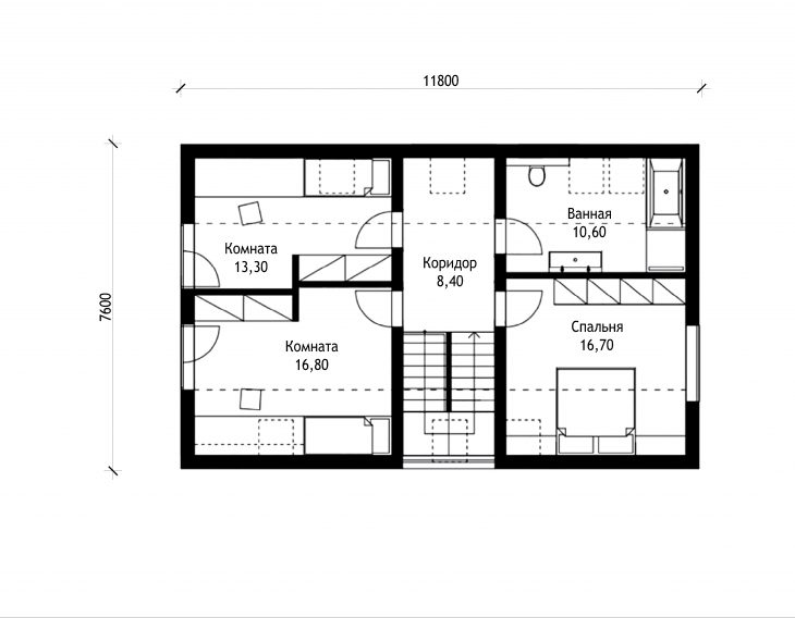 План 2 этажа мансардного дома с террасой S28