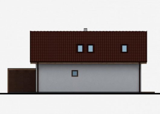Фасад мансардного дома с террасой и гаражом S42 - вид слева