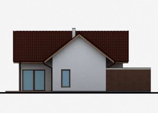 Фасад мансардного дома с террасой и гаражом S42 - вид справа