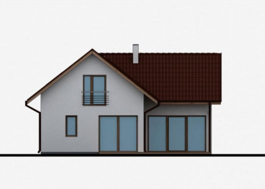 Фасад мансардного дома с террасой и гаражом S42 - вид сзади