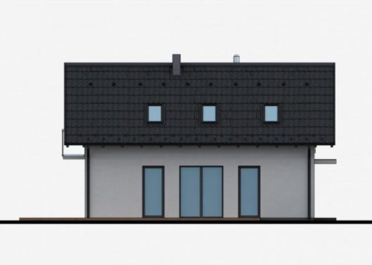 Фасад мансардного дома с террасой S43 - вид справа