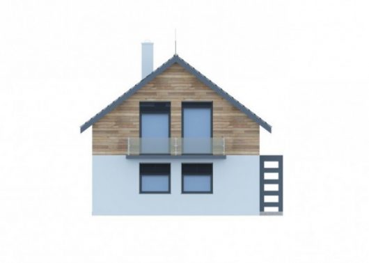 Фасад мансардного дома S55 - вид слева