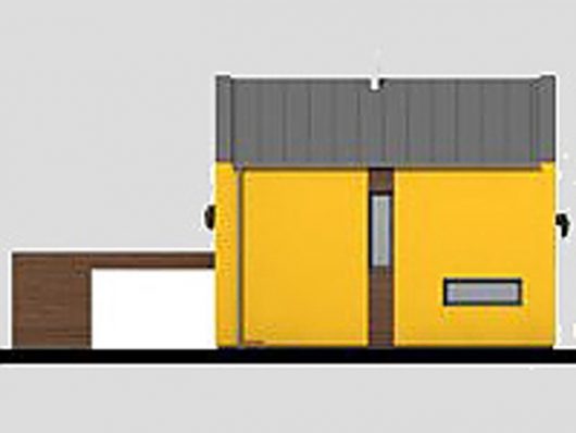 План 2 этажа двухэтажного дома с террасой и навесом V04 - вид спереди