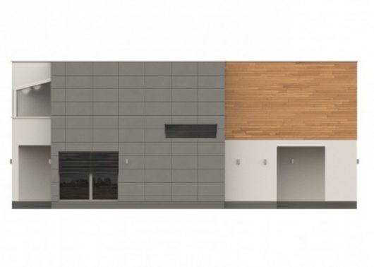 Фасад двухэтажного дома с гаражом V20 - вид слева