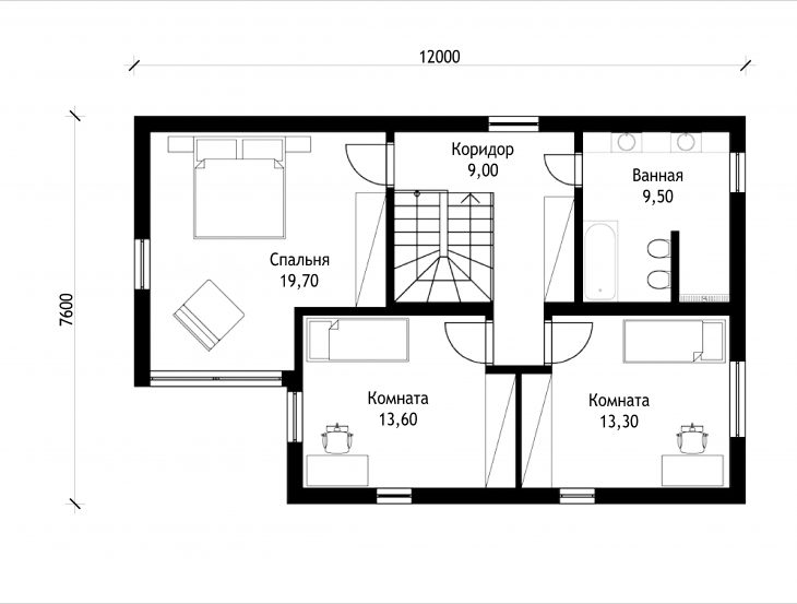 План 2 этажа двухэтажного дома V21