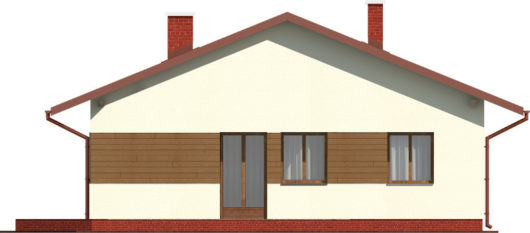 Фасад одноэтажного дома с террасой P134 - вид сзади
