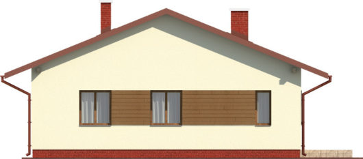 Фасад одноэтажного дома с террасой P134 - вид спереди