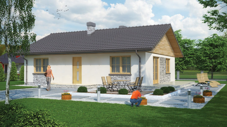 Проект одноэтажного дома с террасой P143 - фото №1