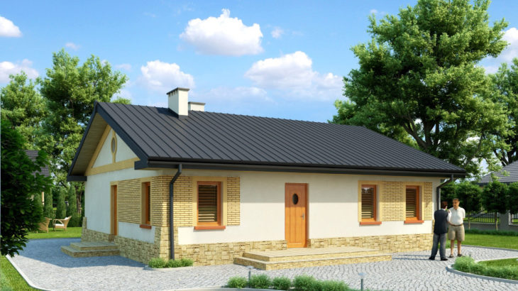 Проект одноэтажного дома с террасой P145 - фото №1