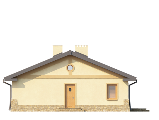 План этажа одноэтажного дома с террасой P145 - слева