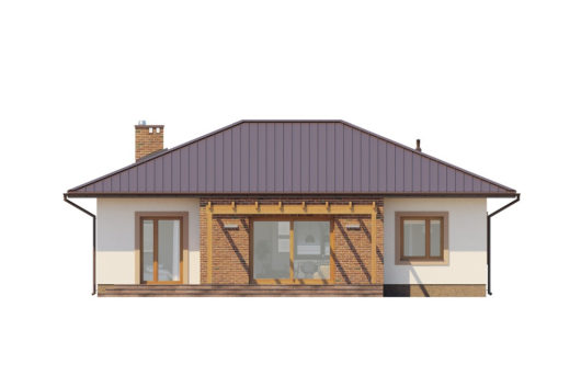 Фасад одноэтажного дома с террасой P155 - вид сзади