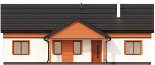 Фасад одноэтажного дома с террасой P160 - вид спереди