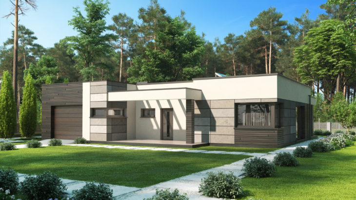 Проект одноэтажного дома с террасой и гаражом P162 - фото №4