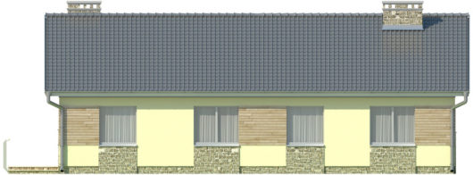 Фасад одноэтажного дома с террасой и гаражом P164 - вид сзади