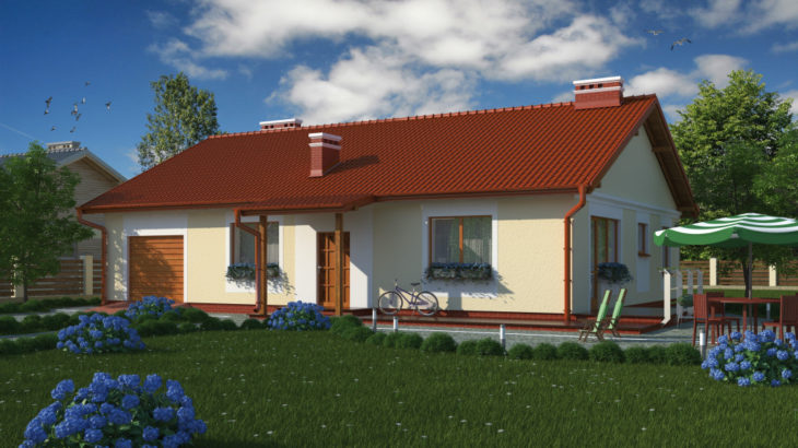 Проект одноэтажного дома с террасой и гаражом P164 - фото №3