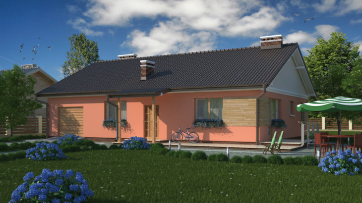 Проект одноэтажного дома с террасой и гаражом P164 - фото №4