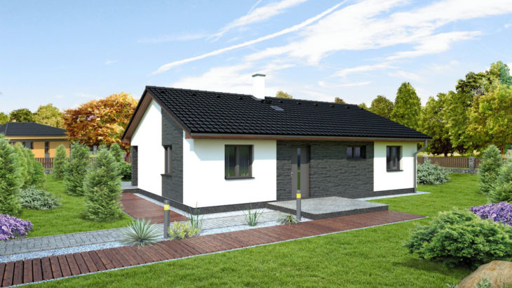 Проект одноэтажного дома с террасой P73 - фото №1