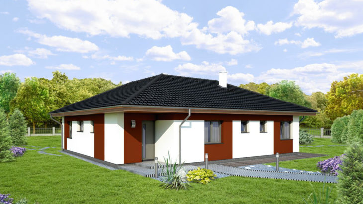 Проект одноэтажного дома с террасой P88 - фото №1