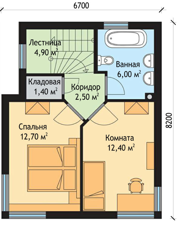 План 2 этажа двухэтажного дома V22