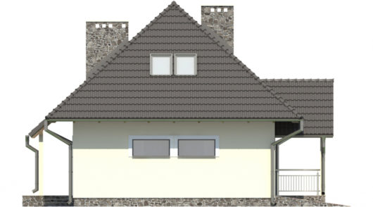 Фасад мансардного дома с террасой и гаражом S102 - вид справа
