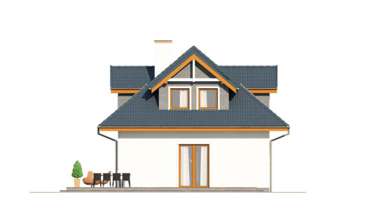 Фасад мансардного дома с террасой S124 - вид сзади