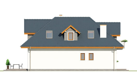 Фасад мансардного дома с террасой S124 - вид справа
