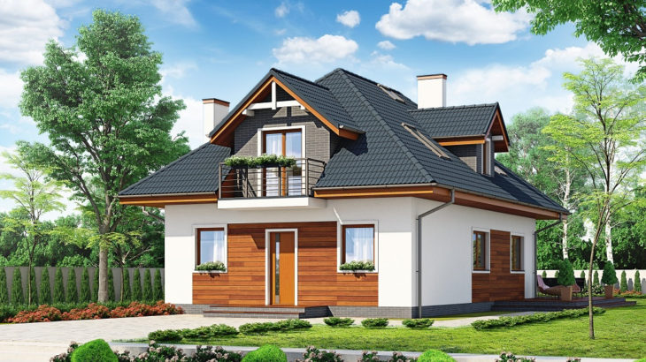 Проект мансардного дома с террасой S124 - фото №1