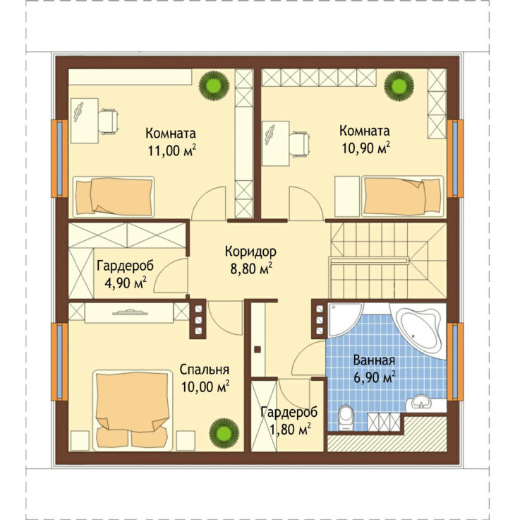 План 2 этажа мансардного дома S125