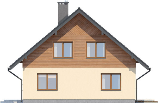 Фасад мансардного дома с террасой S129 - вид слева